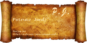 Petrusz Jenő névjegykártya