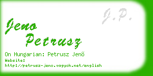 jeno petrusz business card